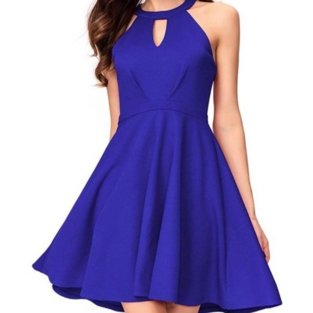 Halter Skater Dress with Keyhole